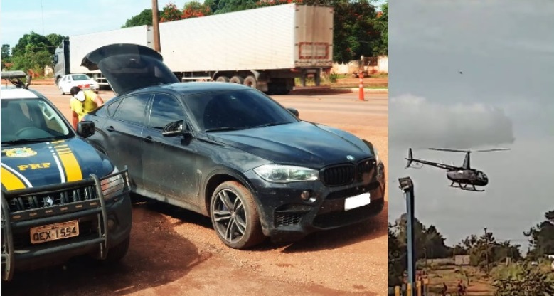 PRF apreende carro de luxo e motorista vai embora de helicóptero particular