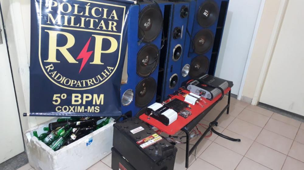 Polícia Militar de Coxim prende autor e apreende aparelhagem de som avaliada em cerca de 20 mil 
