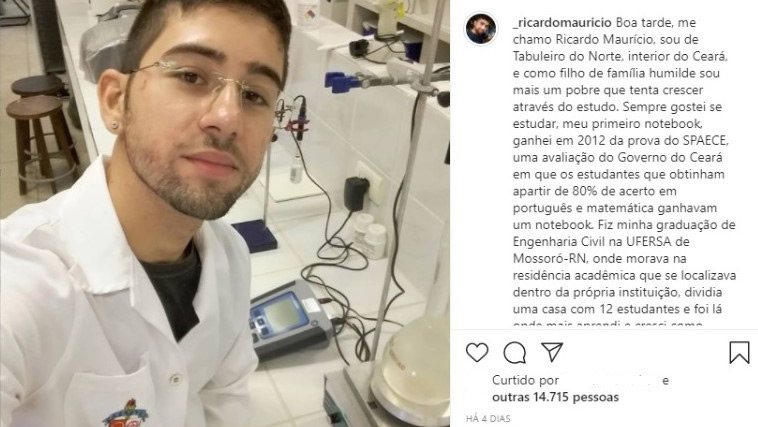 Postagem contando sua história viralizou e ele conseguiu ajuda de pessoas até de outros estados. FOTO REPRODUÇÃO INSTAGRAM - Arquivo Pessoal