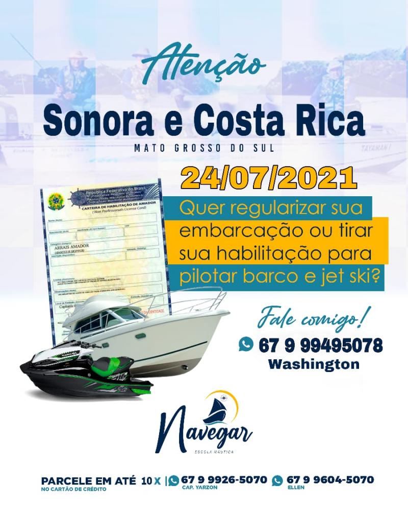 Escola Náutica Navegar abriu inscrições para curso de pilotagem de barco e jet ski em Sonora e Costa Rica