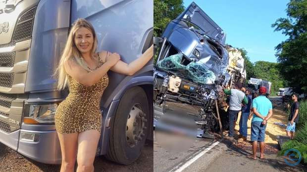 Caminhoneira famosa fica presa às ferragens em batida no MT