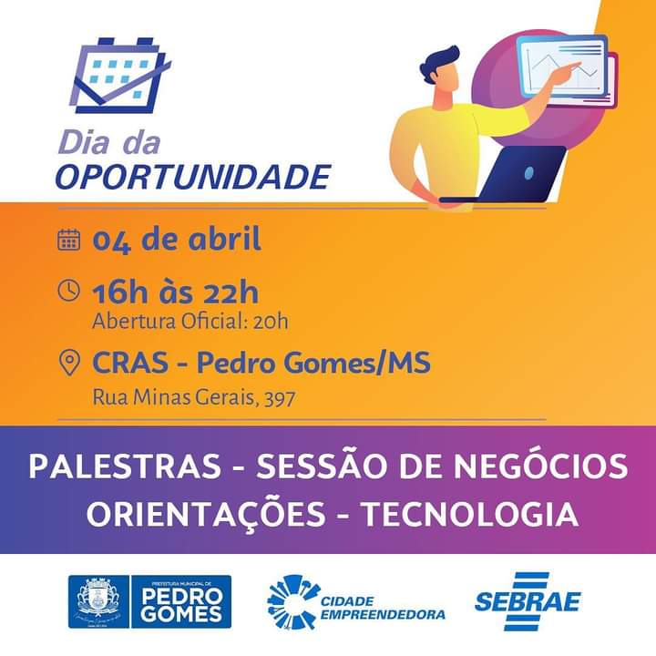 Dia da Oportunidade leva capacitações gratuitas para empreendedores de Pedro Gomes