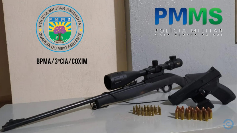 Caçador é preso com rifle, pistola e munições em estrada de Coxim