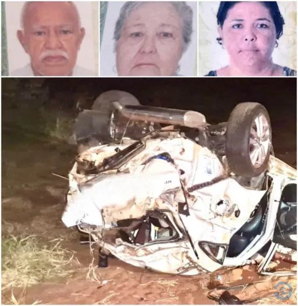 Três pessoas da mesma família morrem em capotamento às margens da BR-060