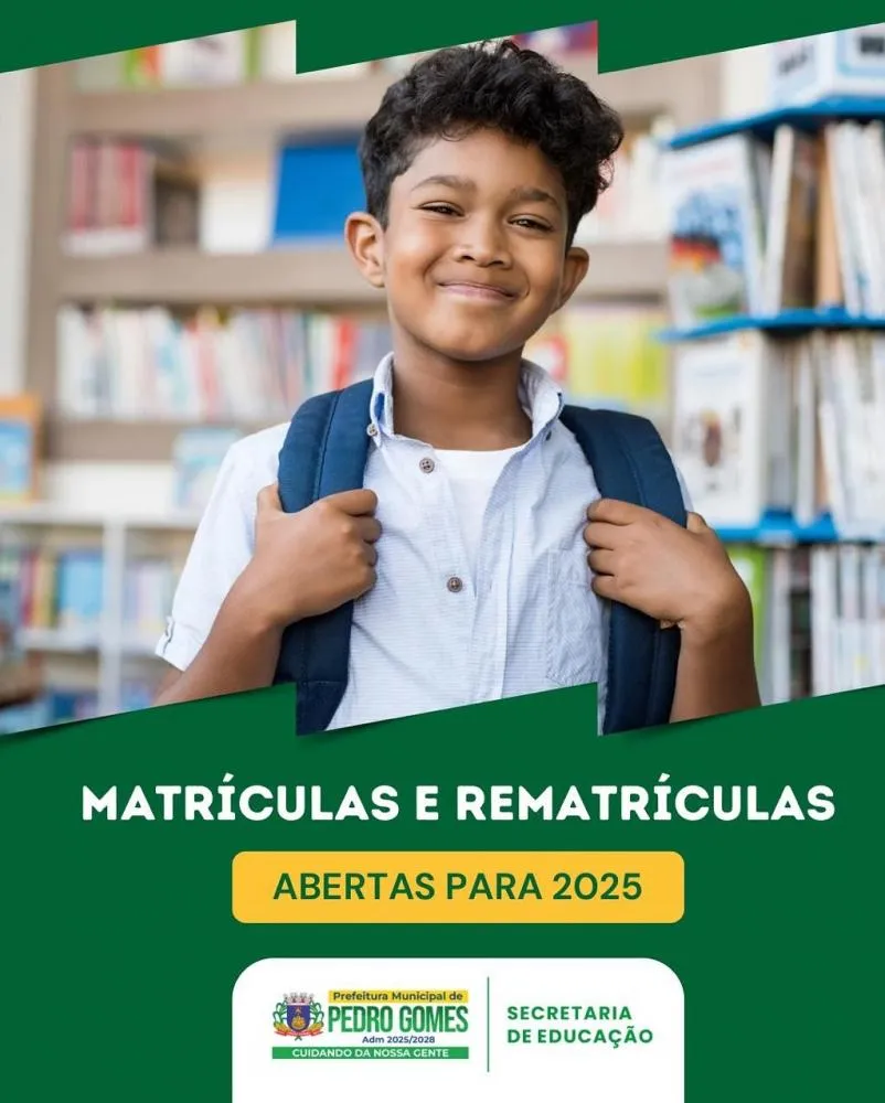 Matrículas 2025: Prefeitura de Pedro Gomes Convoca Pais e Responsáveis