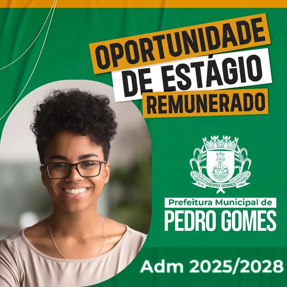 Prefeitura de Pedro Gomes abre processo seletivo para estágio remunerado em diversas áreas de nível Superior.
